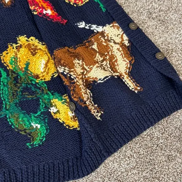 VTG The Eagle's Eye Hand Knit Cardigan Sweater Small Oversized Texas Longhorn - Picture 11 of 16